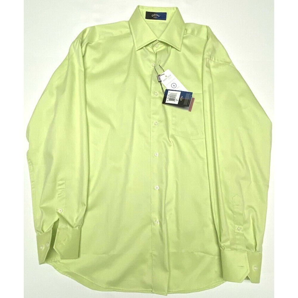 Callaway Nanotex Mens‎ Size M Long Sleeve Button Front Shirt Cotton Blend Mint